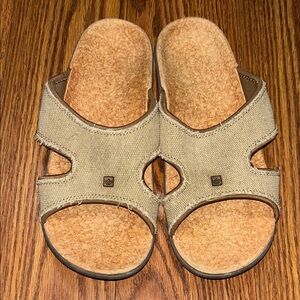 NWOT Spenco Women's Kholo Canvas Straw/Java/Cork Slide Mule Sandals 10